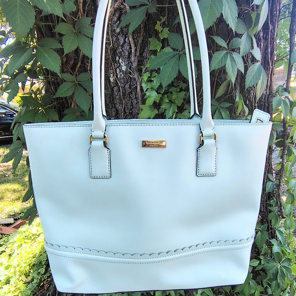 COPY - KATE SPADE LARGE MINT GREEN LEATHER SCOLLAPED HANDBAG TOTE LN - Picture 1 of 10
